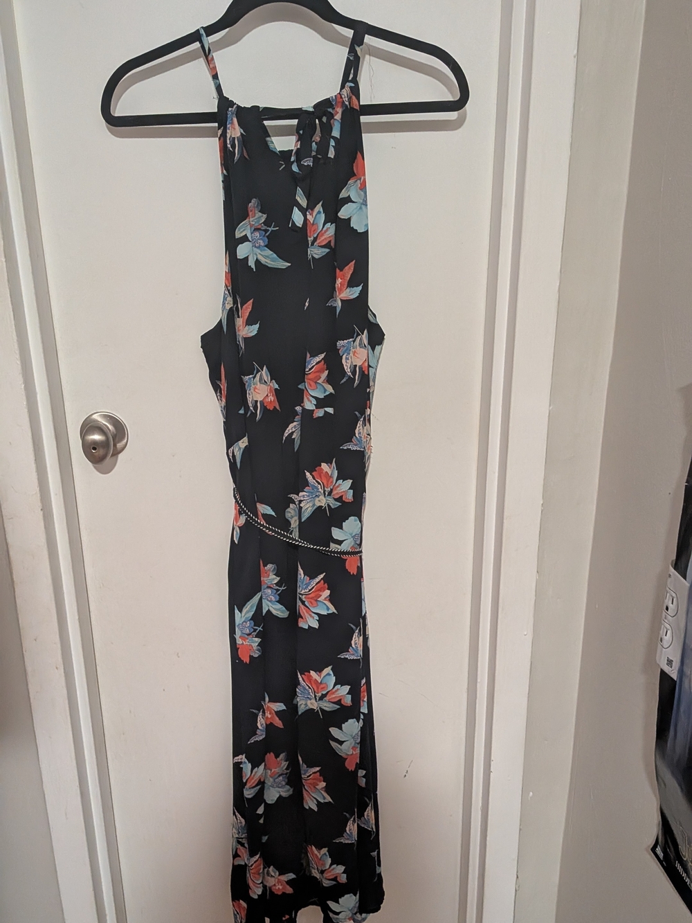Ava and Viv Floral Halter dress in Navy with Floral Print